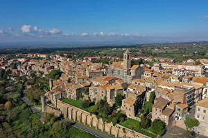 Drone Shot Prints: Aerial view by drone of Etruscan village of Vetralla, Viterbo province, Lazio, Italy