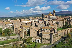 Aerial view by drone of Etruscan village of Vetralla, Viterbo province, Lazio, Italy