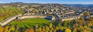 Public Park Prints: Aerial view by drone over the Georgian city of Bath, Royal Victoria Park