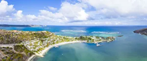 Aerial view by drone of St. James Bay, Antigua, Antigua and Barbuda, Leeward Islands