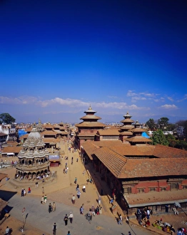 Overhead View Prints: Aerial view of Durbar Square