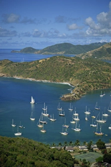 Leeward Island Prints: Aerial view over English Harbour