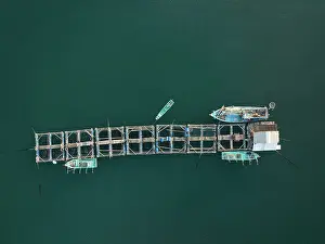 Fishermen Prints: Aerial view of Fishing settlements Ganh Dau, Phu Quoc Island, Vietnam
