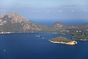 Images Dated 12th September 2009: Aerial view of Formentor peninsula and beach in the early morning, Majorca