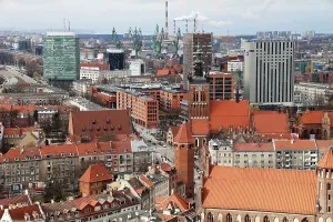 Pomeranian Prints: Aerial view of Gdansk, a city on the Baltic coast, Poland