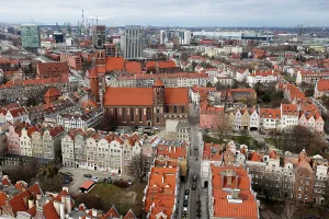 Pomeranian Prints: Aerial view of Gdansk, a city on the Baltic coast, Poland