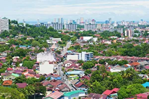 Penang Prints: Aerial view over Georgetown from Kek Lok Si Temple, Penang, Malaysia, Southeast Asia, Asia