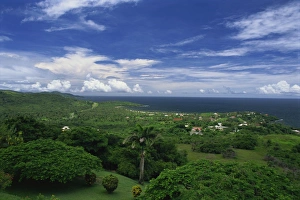 Tobago Prints: Aerial view over the grounds of Fort King George