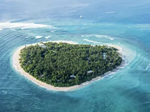 Love Collection: Aerial view of the heart-shaped island of Tavarua, near Viti Levu, Republic of Fiji