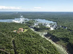 Aerial view by helicopter of Iguacu Falls (Cataratas do Iguacu)