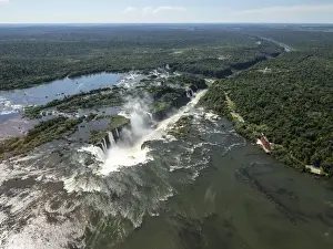 Aerial view by helicopter of Iguacu Falls (Cataratas do Iguacu)