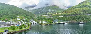 Cruise Prints: Aerial view of Hellesylt, Sunnylvsfjorden