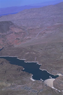 Waste Land Prints: Aerial view of the Hoover Dam and Lake Mead
