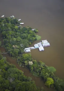 Manaus Prints: Aerial view of housing on the Rio Negro, Manaus, Amazonas, Brazil, South America