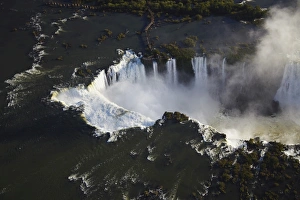 Aerial view of Iguacu Falls, Iguacu National Park, UNESCO World Heritage Site, Parana, Brazil, South America