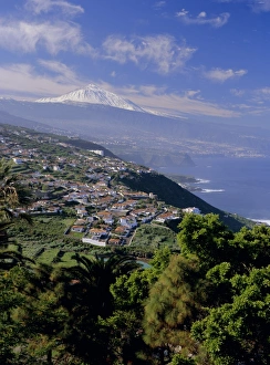 Canary Island Prints: Aerial view including Mount Teide and Atlantic coast