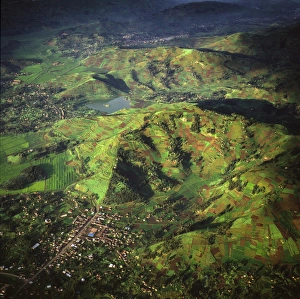 Rwanda Prints: Aerial view of intensive agriculture in Rwanda, Africa