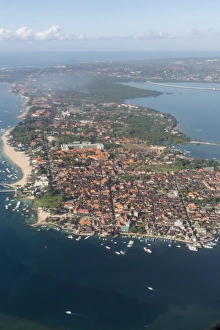Indonesian Prints: Aerial view of the island of Bali from a commercial flight, Flores Sea, Indonesia
