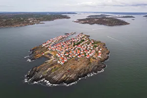 Sweden Prints: Aerial view of the island and the fishing village of Astol