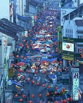 Night Market Prints: Aerial view over Jalan Petaling Market (Night Market)