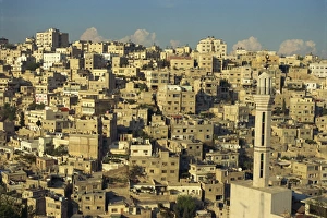 Amman Prints: Aerial view over Jebel Alqala a, Amman, Jordan, Middle East