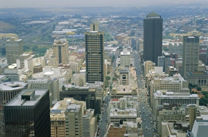 Johannesburg Prints: Aerial view of Johannesburg city centre