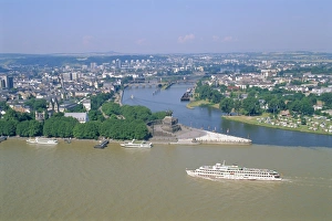Aerial view over the junction between the Rhine River
