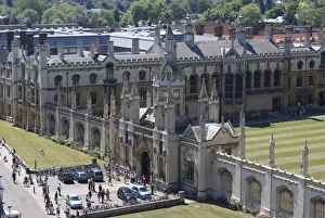 Colleges Prints: Aerial view of KIngs College from St. Marys Church, Cambridge