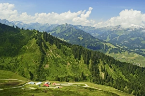 Aerial view of the Kleines Walsertal, Austria, Europe