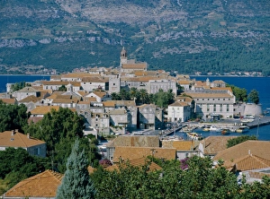 Korcula Prints: Aerial view of Korcula, Korcula Island, Croatia, Europe