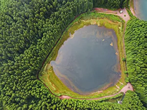 Pine Tree Prints: Aerial view of Lagoa Empadadas lake and some pine trees