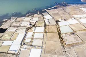 Ethiopia Prints: Aerial view of Lake Afrera (Lake Afdera) and salt flats, Danakil Depression, Afar Region