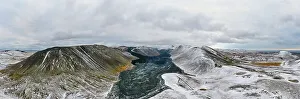 Lava Prints: Aerial view of the lava flow from the Grindavik eruption, Iceland, Polar Regions