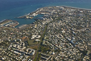 Reunion Prints: Aerial view of Le Port, La Reunion, Indian Ocean, Africa