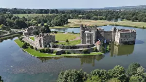 Iconic Sites Prints: Aerial view of Leeds Castle and moat