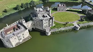 Picturesque Scenery Prints: Aerial view of Leeds Castle and moat