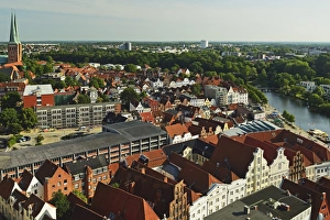Lubeck Prints: Aerial view of Lubeck, Schleswig-Holstein, Germany, Europe