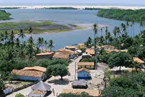 Lencois Maranhenses Prints: Aerial view of Mandacaru village, Parque Nacional dos Lencois Maranhenses