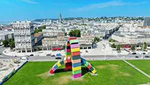 Public Prints: Aerial view of Monument Catena Containers Vincent Ganivet in Le Havre
