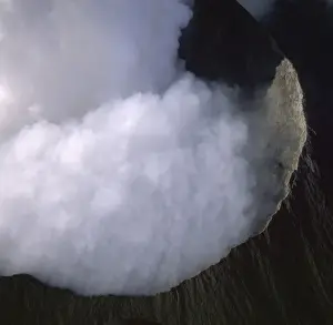 Aerial view of Mount Nyiragongo, an active volcano in the Virunga Mountains in Virunga National Park, near the border with Rwanda, known for its recent devastating eruptions, Democratic Republic of the Congo, Great Rift