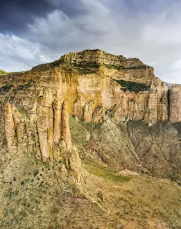 Ethiopia Prints: Aerial view of mountains housing Abuna Yemata Guh church carved in rocks