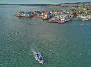 Exmouth Prints: Aerial view of the mouth of the River Exe