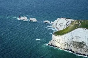 Aerial view of the Needles, Isle of Wight, England, United Kingdom, Europe