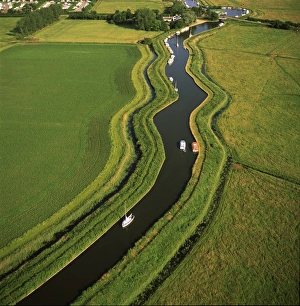 Norfolk Prints: Aerial view of the Norfolk Broads at Ludham Bridge, Norfolk, England, United Kingdom