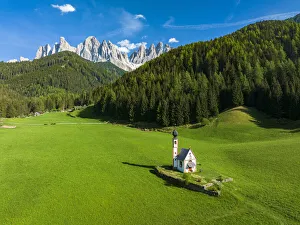 South Tyrol Prints: Aerial view of the Odle and iconic chapel of St