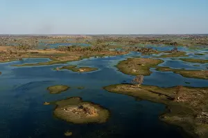 Aerial view of the Okavango Delta, UNESCO World Heritage Site, Botswana, Africa