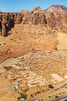 Arabia Prints: Aerial view of the Old mudbrick village under reconstruction