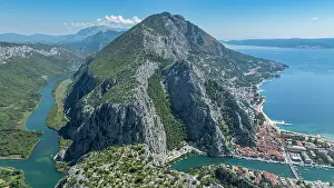 Attractions Prints: Aerial view of Omis and Cetina gorge showcasing the natural landscape in Croatia