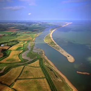 View From Above Prints: Aerial view of Orford Ness (Orfordness), a cuspate foreland shingle spit