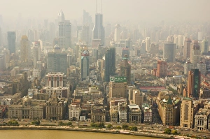 Aerial view from Oriental Pearl Tower of Huangpu District, Shanghai, China, Asia